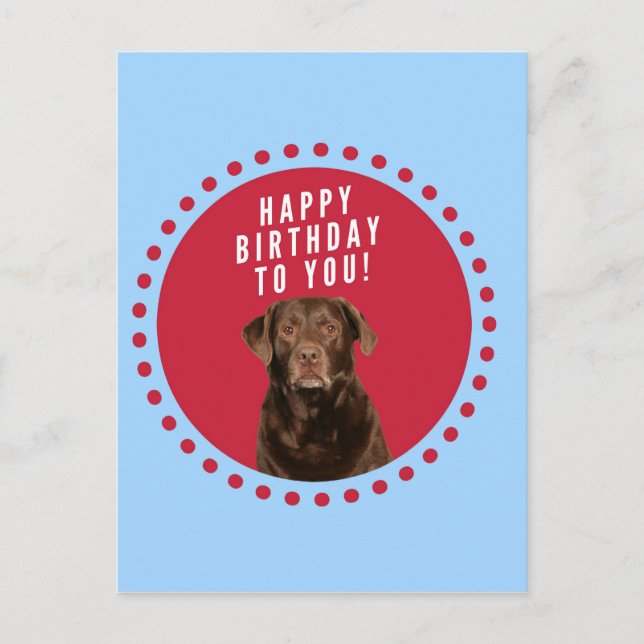 Postal Cute Brown Labrador Recuperador Perro Feliz Cumple (Anverso)