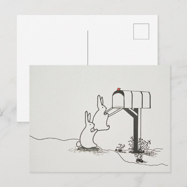 Postal Cute Bunnies busca correo (Anverso / Reverso)