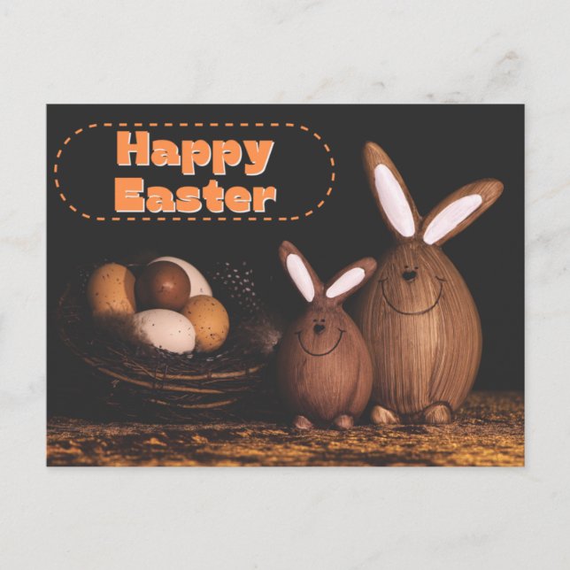 Postal Cute Bunnies Happy Easter Postcard (Anverso)