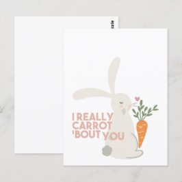 Postal Cute Bunny Carrot Pun - De Verdad Te Arrepito