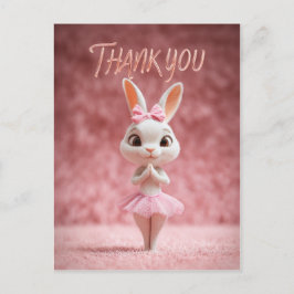 Postal Cute Bunny Girl in Pink Tutu Thank You