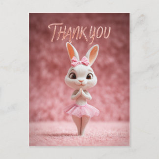 Postal Cute Bunny Girl in Pink Tutu Thank You