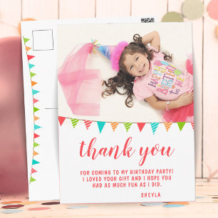 Postal Cute Bunting Flag Cumpleaños Foto Gracias