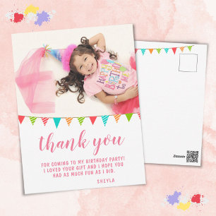 Postal Cute Bunting Flag Cumpleaños Foto Gracias