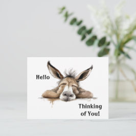 Postal Cute burro pensando en ti. Editable