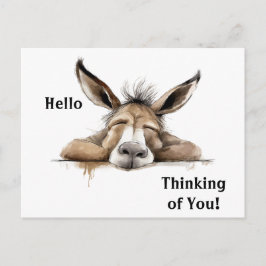 Postal Cute burro pensando en ti. Editable