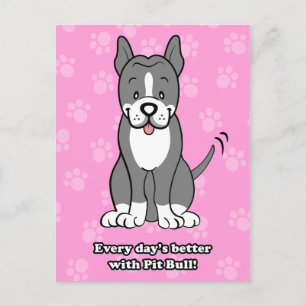 Postal Cute Cartog Dog Pitbull