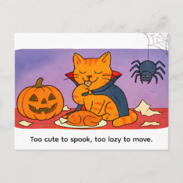 Postal Cute Cartoon Cat Dressed as Little Vampire
