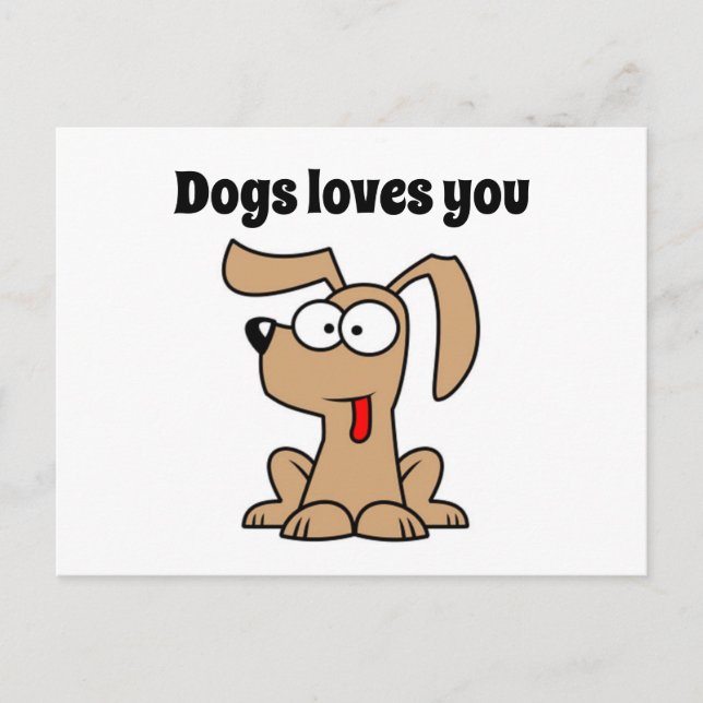 Postal Cute Cartoon Dog te ama (Anverso)