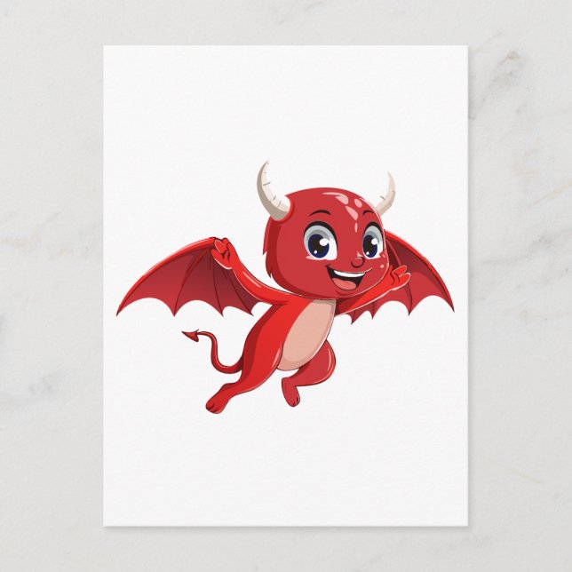 Postal Cute cartoon flying devil (Anverso)