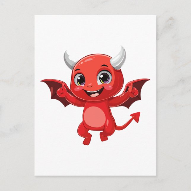 Postal Cute cartoon flying devil (Anverso)