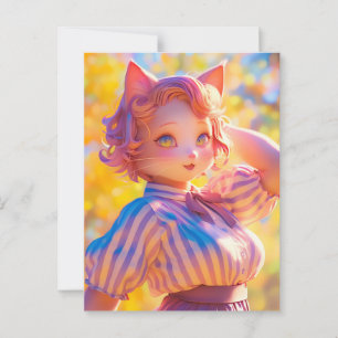 Postal Cute Cat Anthro