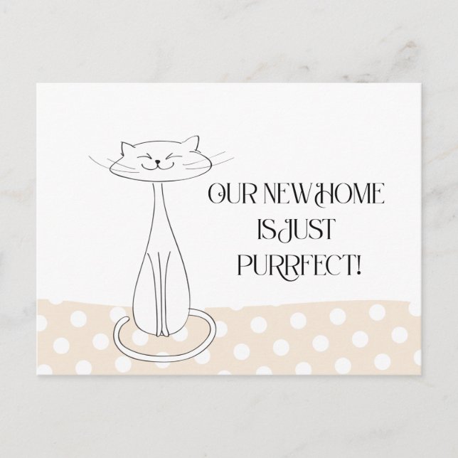 Postal Cute Cat hemos movido nueva dirección (Anverso)