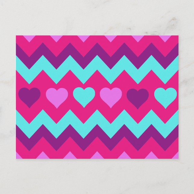 Postal Cute Chevron Hearts Regalos Chicas adolescentes Ve (Anverso)