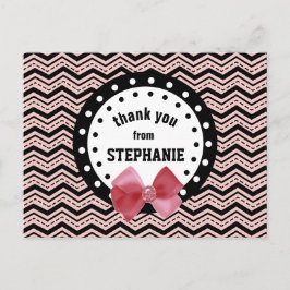 Postal Cute Chevrons, puntos y Bow Pink and Black Z55