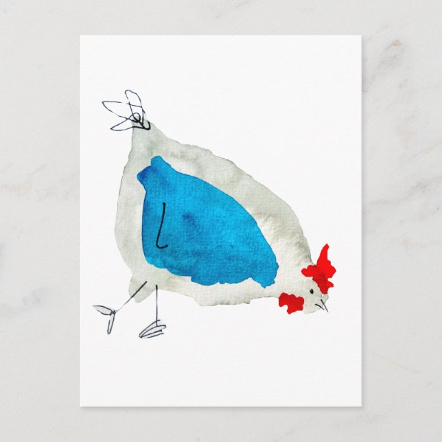 Postal Cute chickens watercolor (Anverso)