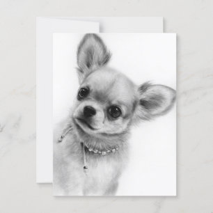 Postal Cute Chihuahua Head Tilt Hand Pintura de arte