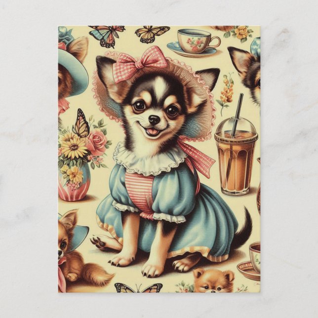 Postal Cute Chihuahua Puppy Pintura (Anverso)