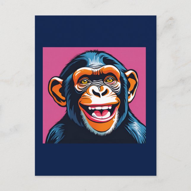 Postal Cute Chimpanzee Laughs (Anverso)