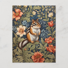 Postal Cute Chipmunk William Morris Inspiró Floral