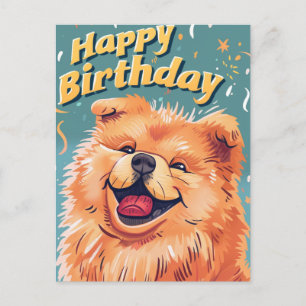 Postal Cute Chow Chow Feliz cumpleaños