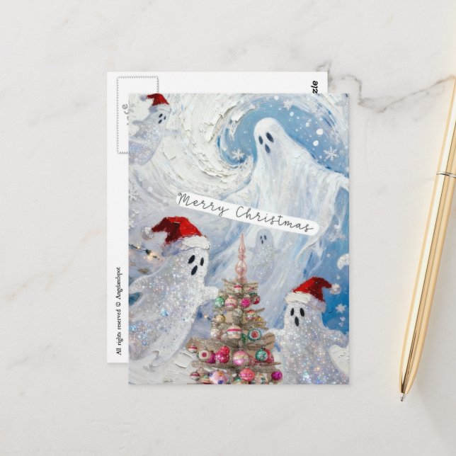 Postal Cute Christmas Ghosts (Anverso/Reverso In Situ)