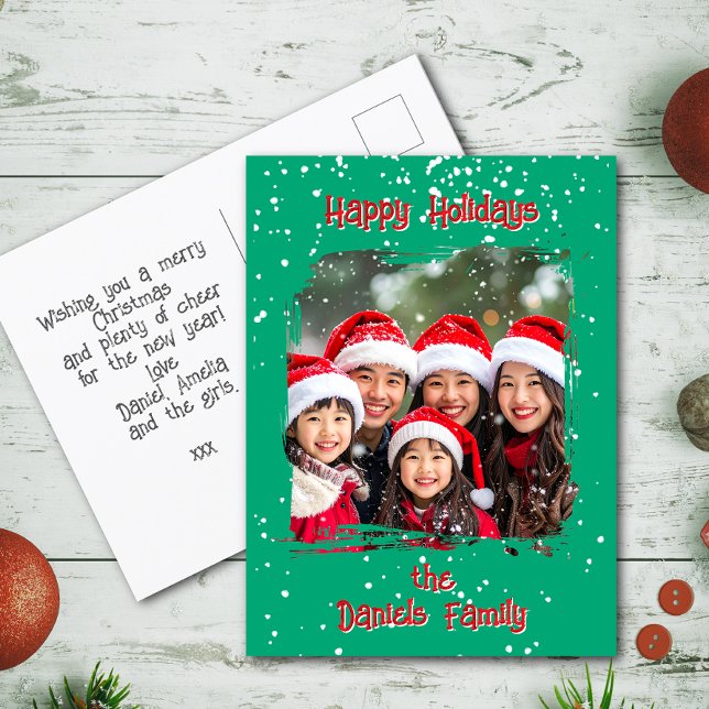 Postal Cute Christmas Snow Family Photo (Subido por el creador)