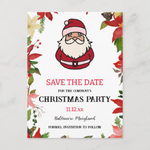 Postal Cute Claus de Navidad Poinsettia   Fiesta de Navid