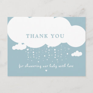 Postal Cute Cloud Lluvia Corazones Baby Shower Gracias