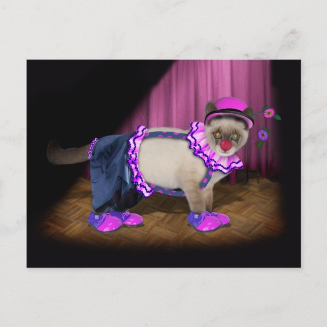 Postal Cute Clown Kitty (Anverso)