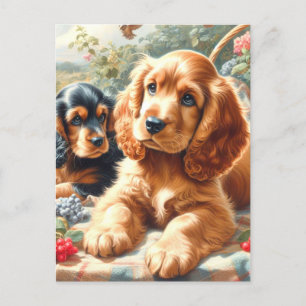 Postal Cute Cocker Spaniel Painting