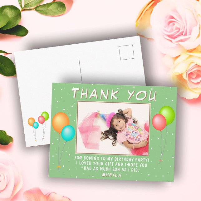 Postal Cute Colorful Balloon Birday Photo (Subido por el creador)