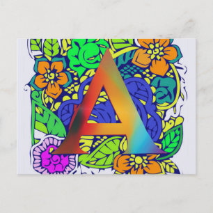 Postal Cute Colorful Floral A monogrammed Pattern Girly