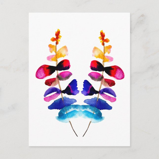 Postal Cute colorful leaves watercolor (Anverso)