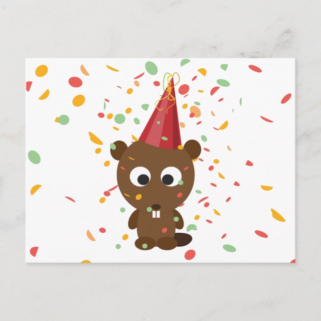 Postal Cute Confetti Fiesta Beaver (Anverso)
