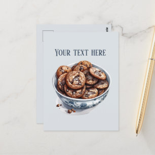 Postal Cute cookie bowl añadir negocio de texto