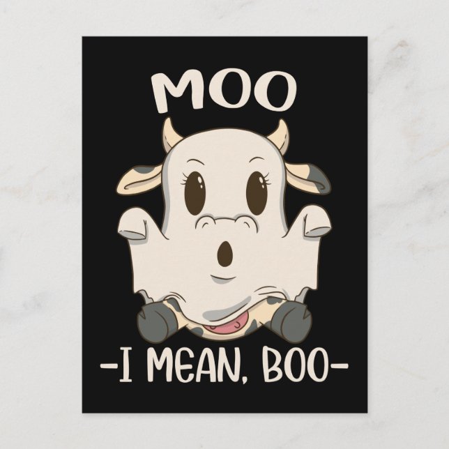 Postal Cute Cow Moo Halloween Ghost Boo (Anverso)