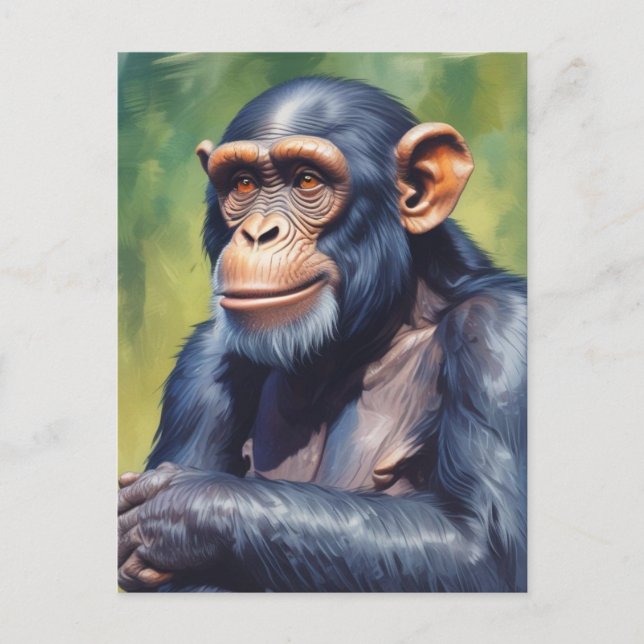 Postal Cute Crazy Funny Chimpanzee