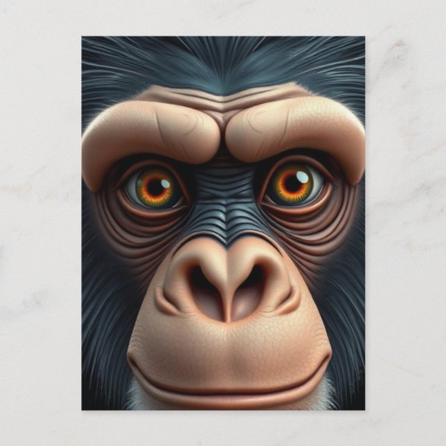 Postal Cute Crazy Funny Chimpanzee (Anverso)