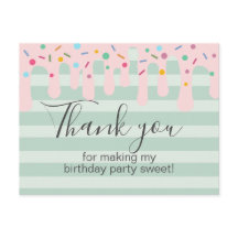 Cute Cumpleaños Agradecimiento Drip Sprinkle Rosa