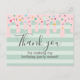 Postal Cute Cumpleaños Agradecimiento Drip Sprinkle Rosa