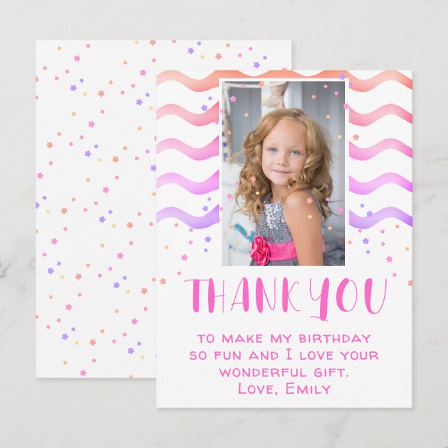 Postal Cute Cumpleaños Estrella Agradecimiento Foto de Ni (Anverso / Reverso)