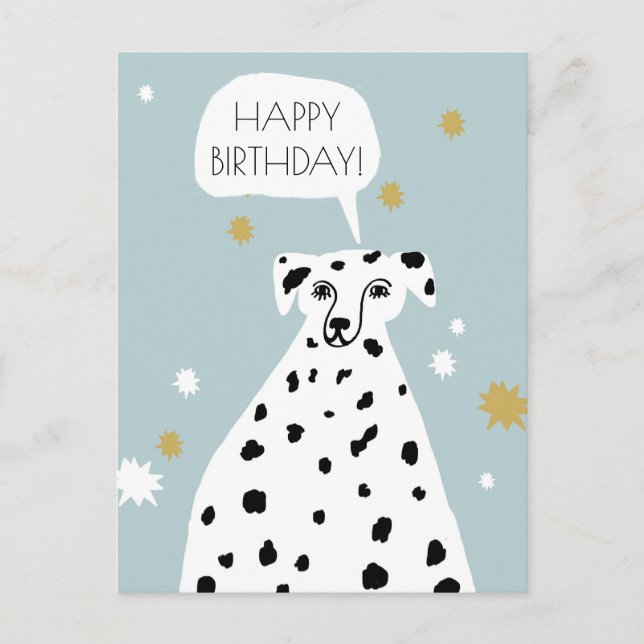 Postal Cute Dalmatian Dog Resumen Arte Feliz Cumpleaños (Anverso)