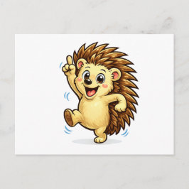 Postal Cute Dancing Hedgehog Cartoon | Funny Woodland Ani