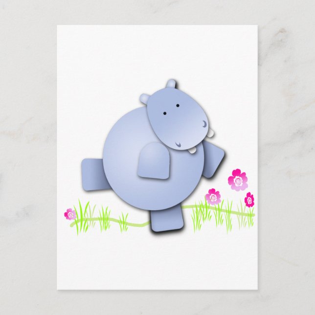 Postal Cute Dancing Hippo (Anverso)