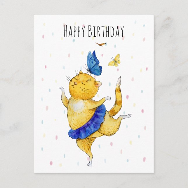 Postal Cute Dancing Kitty (Anverso)