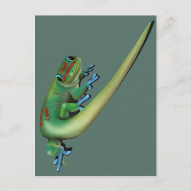 Postal Cute Day Gecko (¿me estás hablando? Mirar hacia at (Anverso)