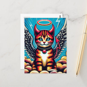Postal Cute Devil Angel Kitty Comic