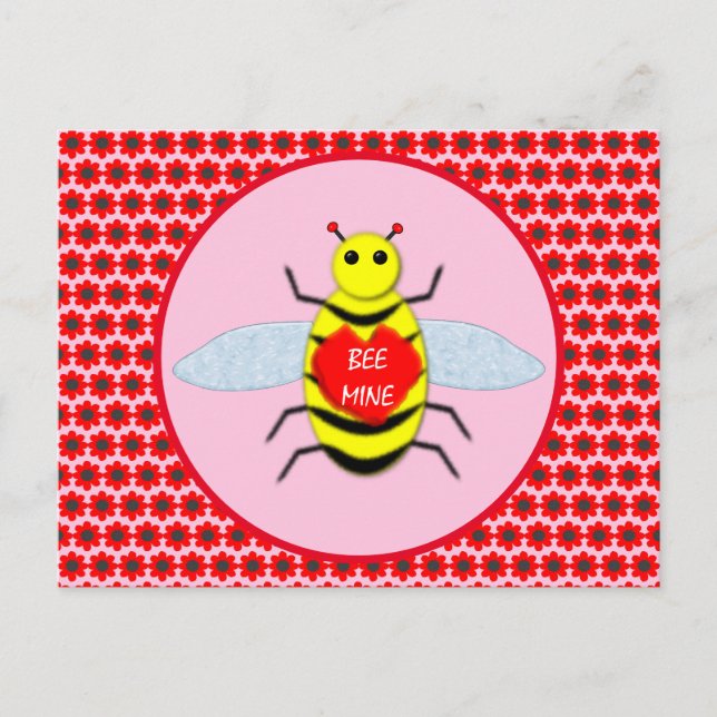 Postal Cute Día de San Valentín Bee (Anverso)