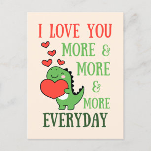 Postal Cute Dinosaur Te Ama Más Cada Día San Valentín